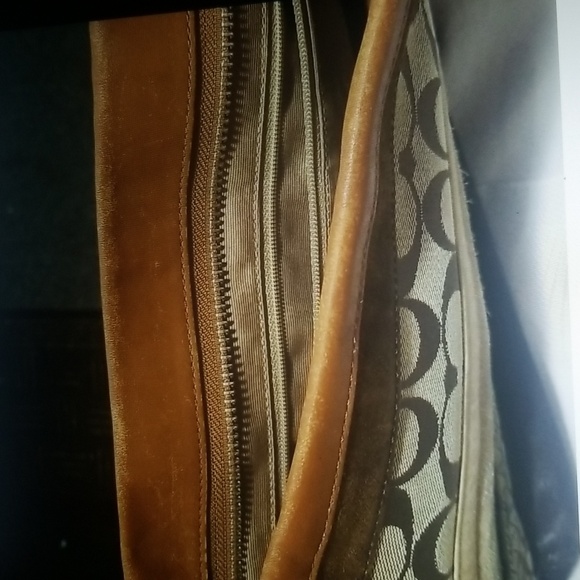 Coach Suede and Leather Striped Signature Shoulder Bag๐ - Picture 14 of 16